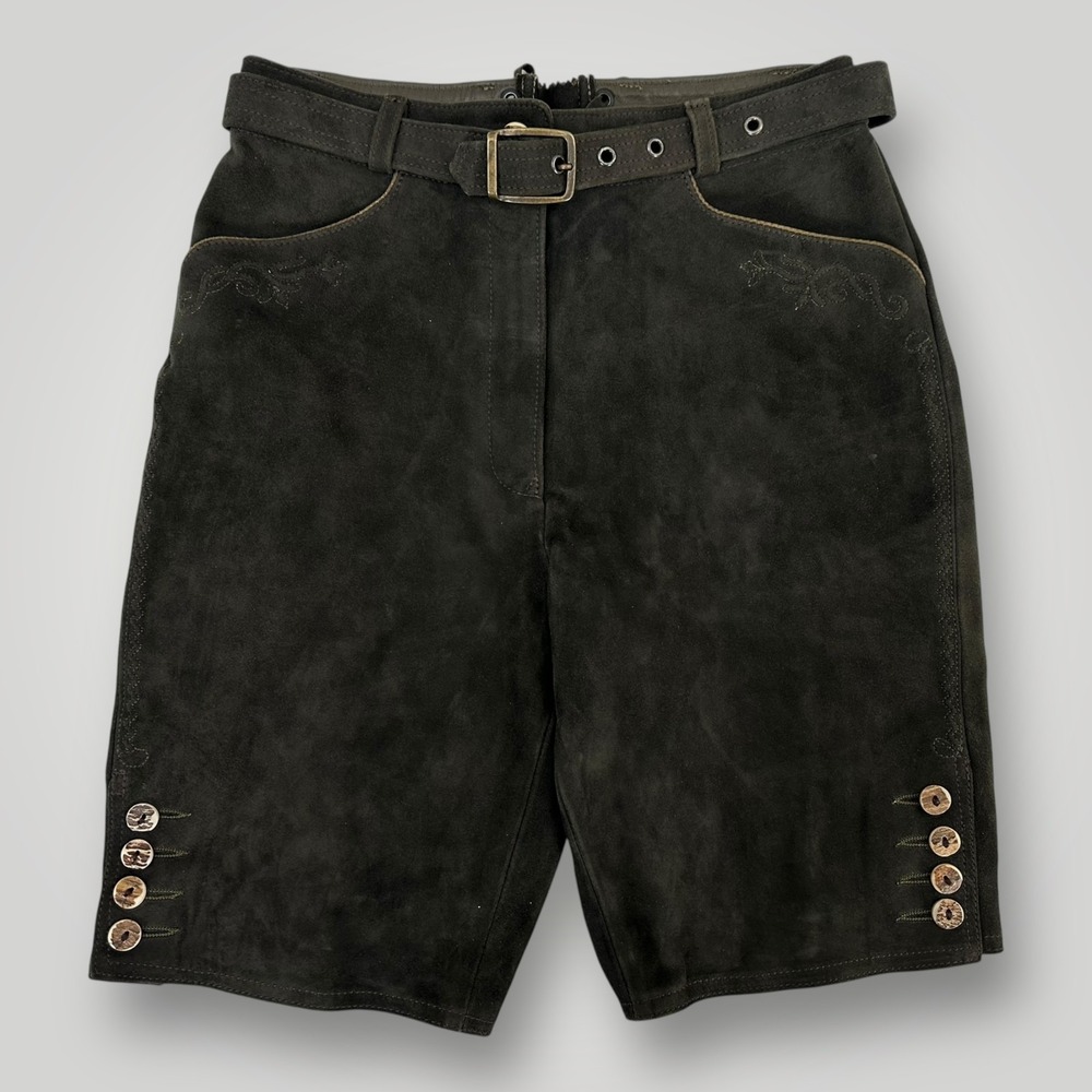 Buchberger‎ Leder Shorts Mens EU 38 Genuine Leather German Button Embroidered